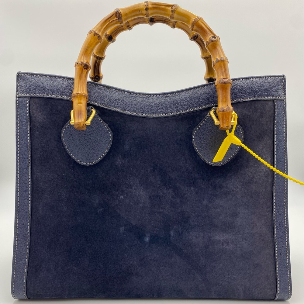 Gucci Diana RARE Navy Vintage Satchel with Leather and Suede.
